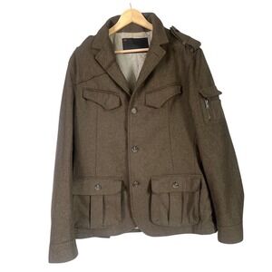 Mens Monarchy black  army green military style‎ field jacket wool blend